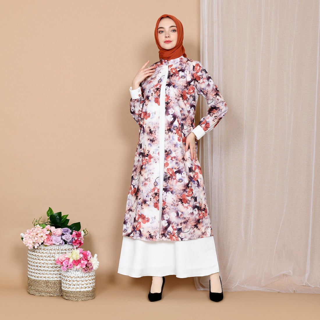 EPC Gamis Yolanda - Sunset Orange( FREE Masker )