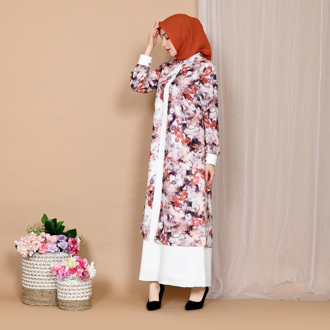 EPC Gamis Yolanda - Sunset Orange( FREE Masker )