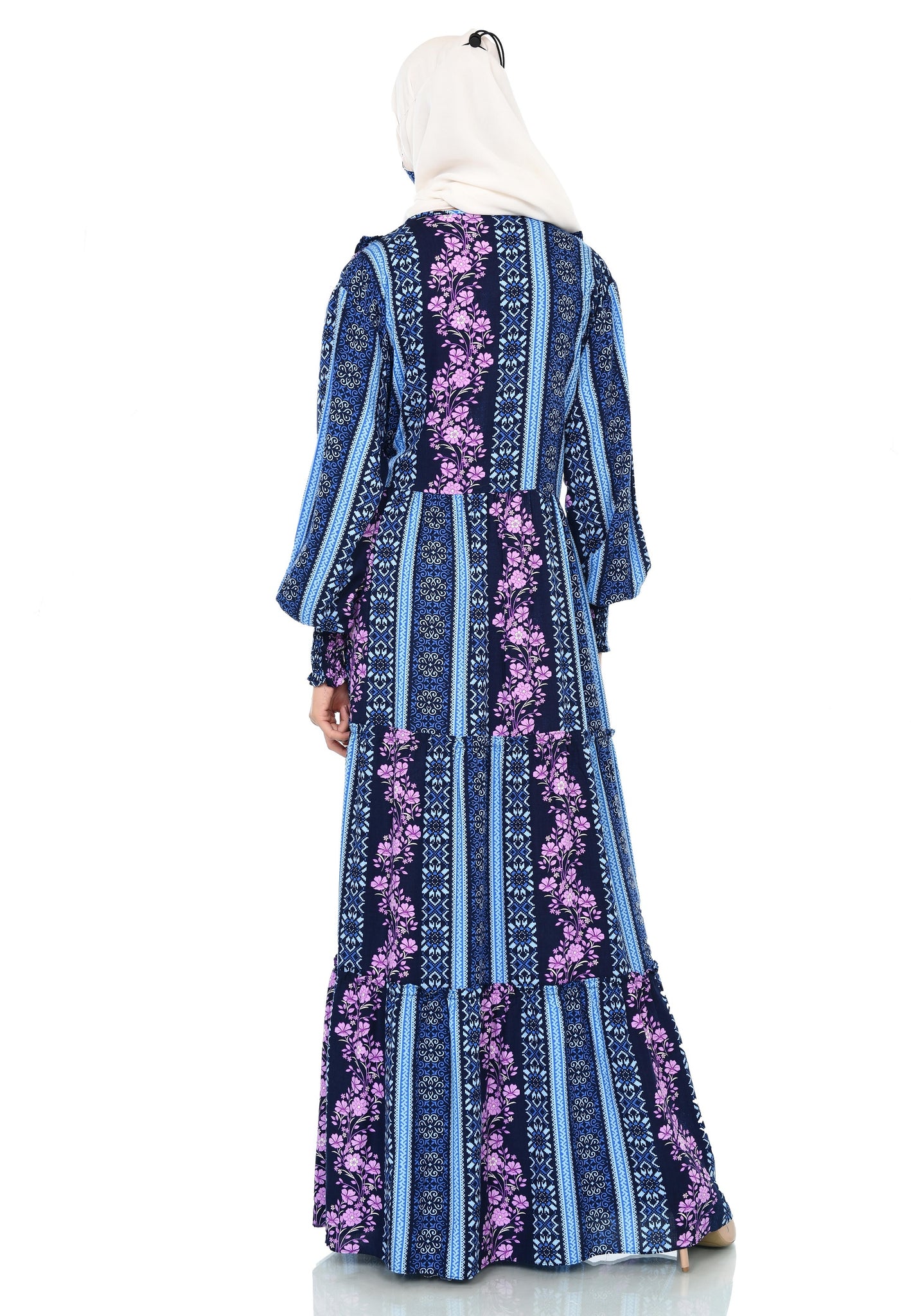 EPC Gamis Homedress Stephanie - Blue ( Floral Blue )( FREE Masker )