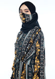 EPC Gamis Homedress Stephanie - Black ( Floral Lemon ) ( FREE Masker )