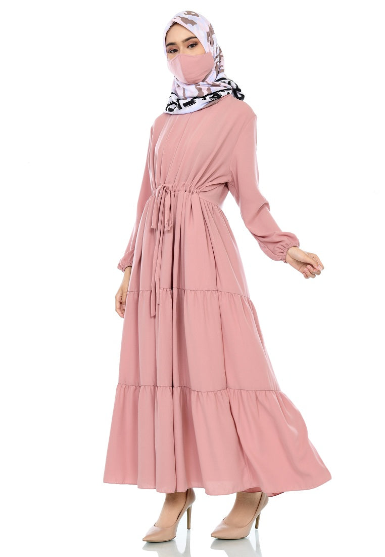 EPC Gamis Homedress Agatha - Dusty Pink (Free Masker, Busui Friendly, Fit to XXXL)