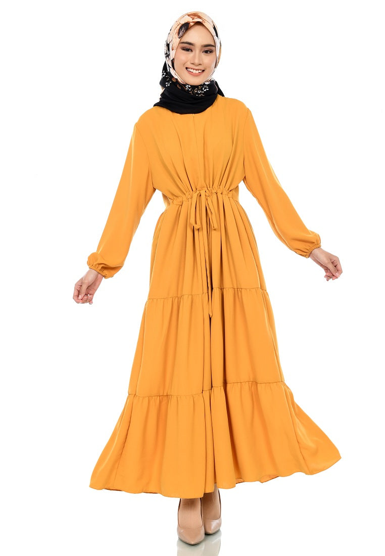Gamis Homedress Agatha - Mustard Yellow (Free Masker, Busui Friendly, Fit to XXXL)