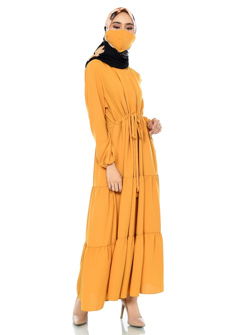 Gamis Homedress Agatha - Mustard Yellow (Free Masker, Busui Friendly, Fit to XXXL)