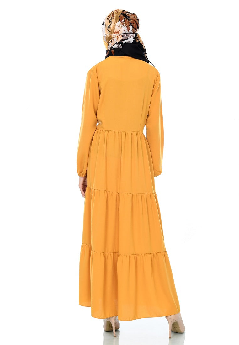 Gamis Homedress Agatha - Mustard Yellow (Free Masker, Busui Friendly, Fit to XXXL)