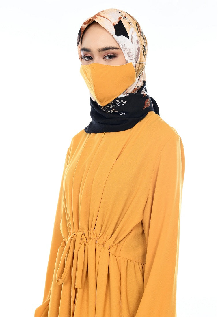Gamis Homedress Agatha - Mustard Yellow (Free Masker, Busui Friendly, Fit to XXXL)