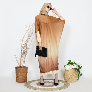 EPC Kaftan Serenity - Gradient Pecan Brown ( Free Manset Gamis Warna Cream )
