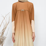 EPC Kaftan Serenity - Gradient Pecan Brown ( Free Manset Gamis Warna Cream )