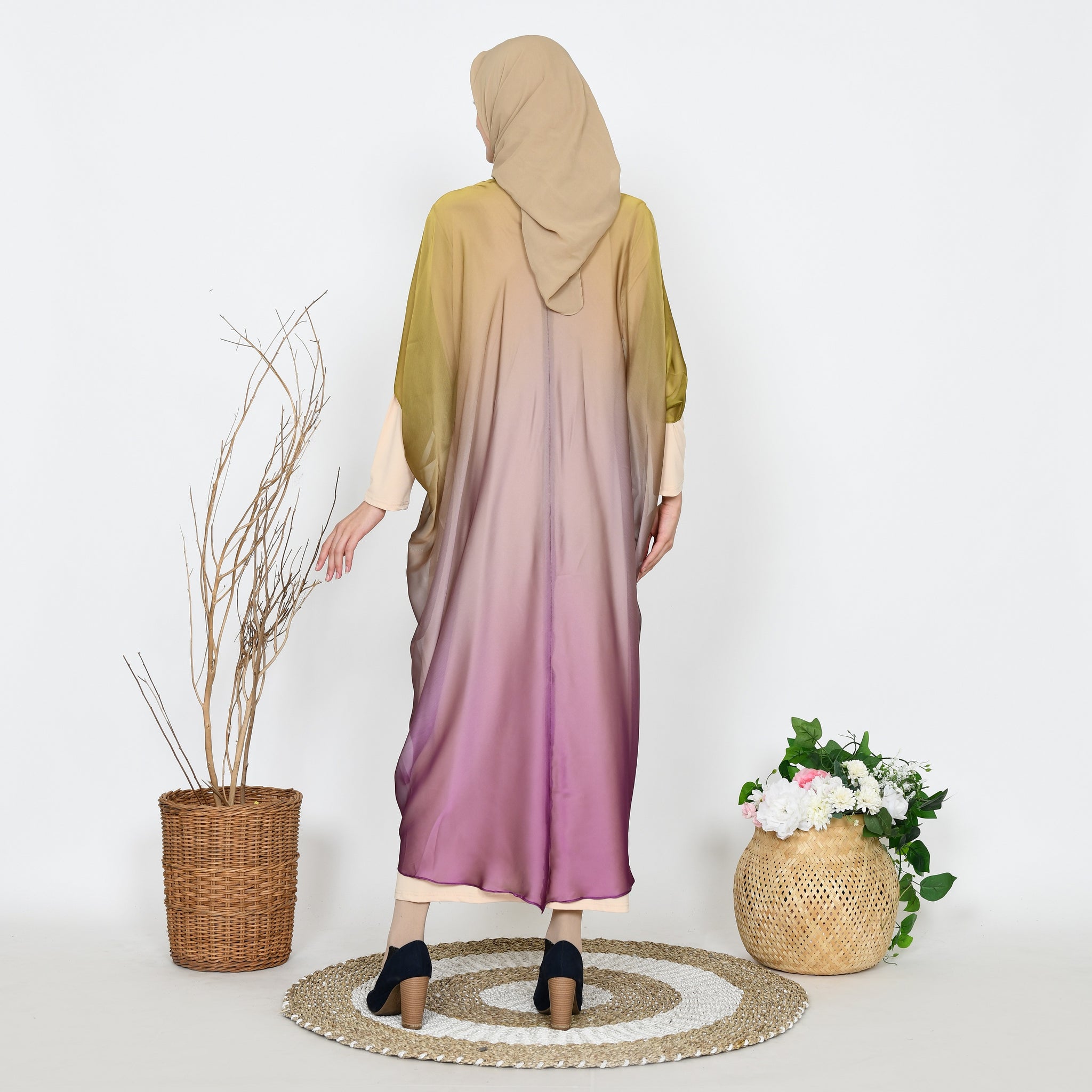 EPC Kaftan Serenity - Gradient Golden Lime ( Free Manset Gamis Warna Cream )