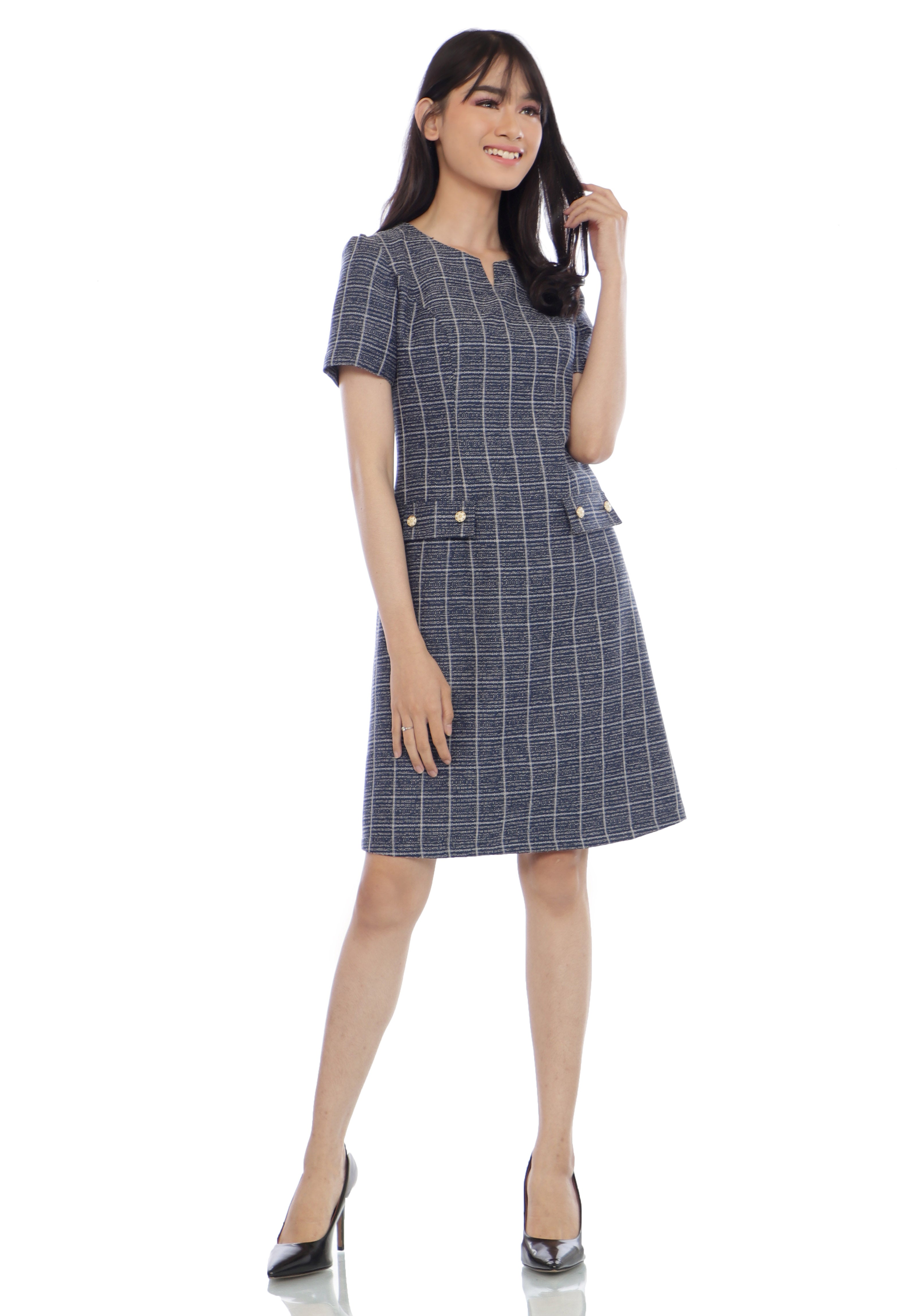 EPC Lumiere Dailywear - Gerbera Dress Navy (Free masker & box cantik)