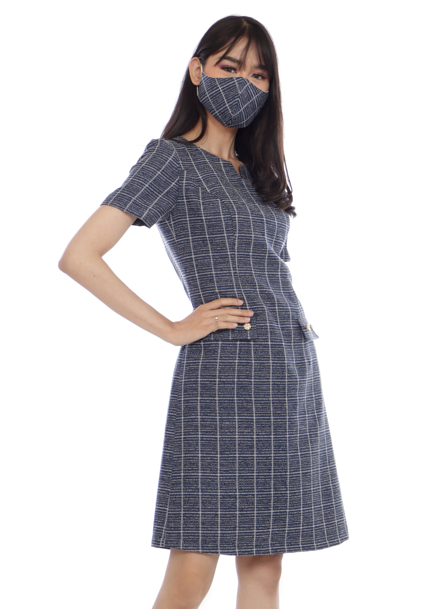 EPC Lumiere Dailywear - Gerbera Dress Navy (Free masker & box cantik)