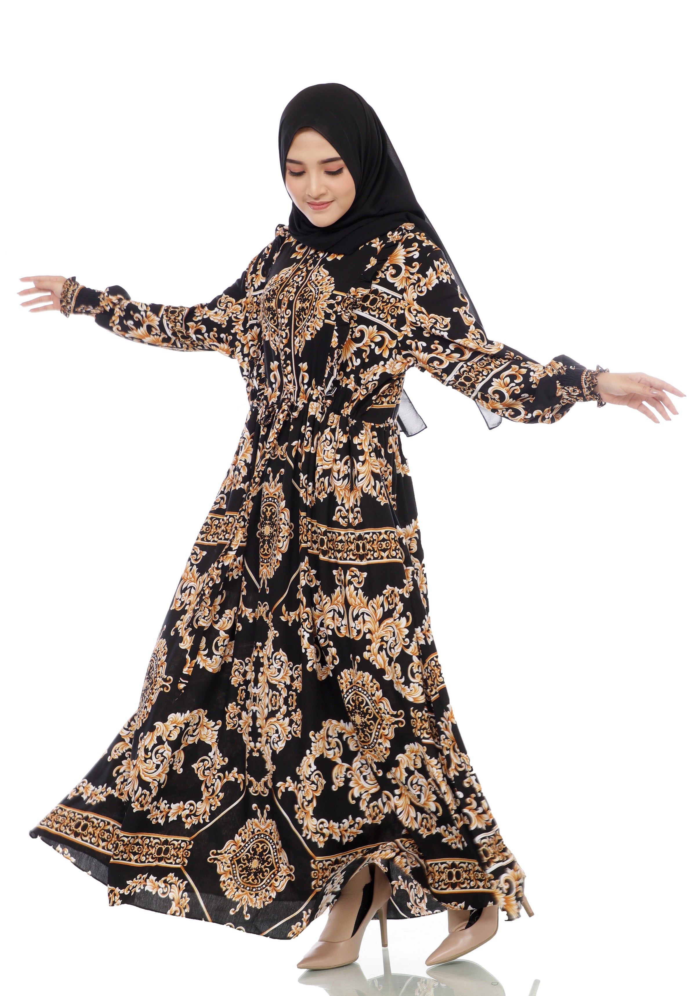 Gamis Homedress Sophia - Black (Free Masker)