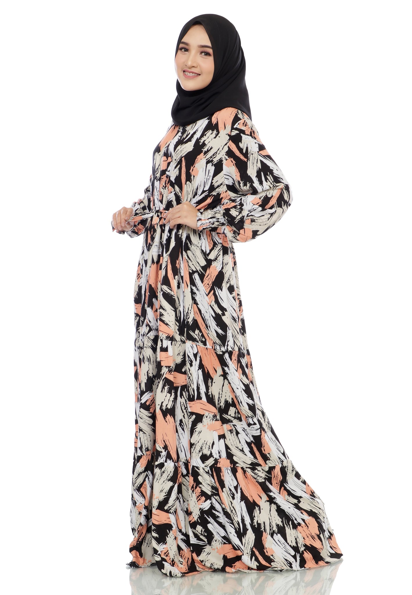 Gamis Homedress Penelope - Black (Free Masker)