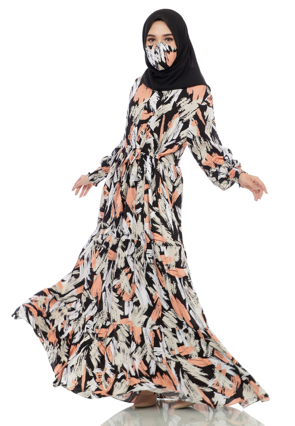 Gamis Homedress Penelope - Black (Free Masker)