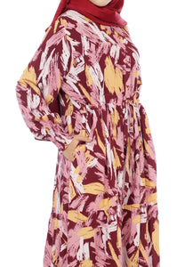 Gamis Homedress Penelope - Maroon (Free Masker)