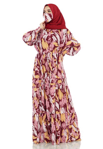 Gamis Homedress Penelope - Maroon (Free Masker)