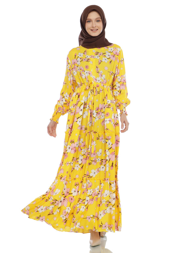 Gamis Homedress Cora - Lemon (Free Masker)