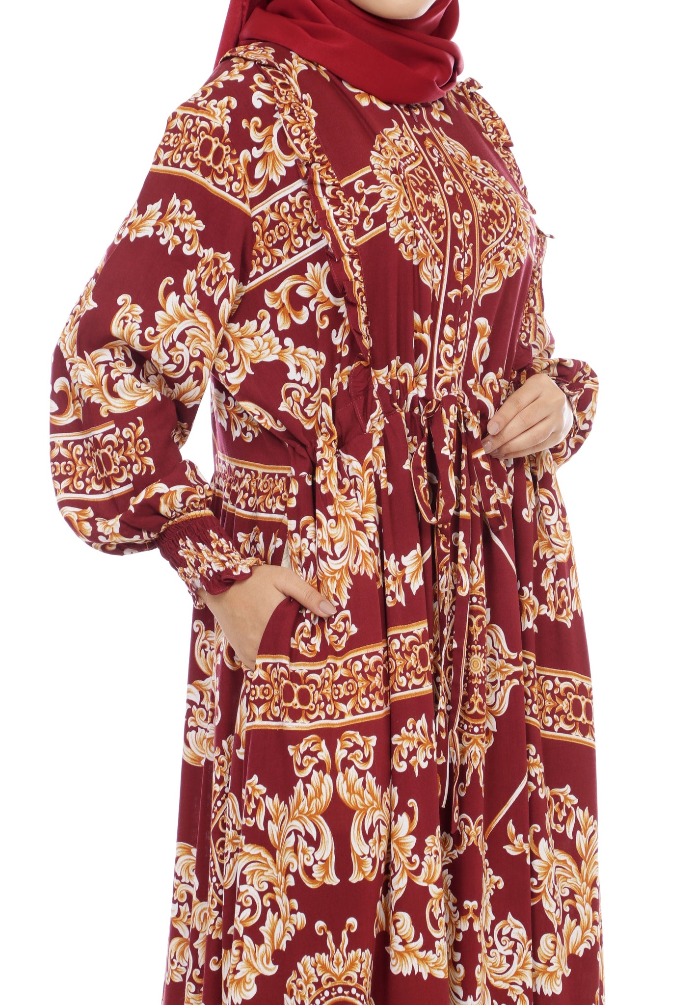 Gamis Homedress Sophia - Maroon (Free Masker)
