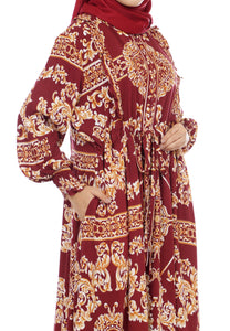Gamis Homedress Sophia - Maroon (Free Masker)