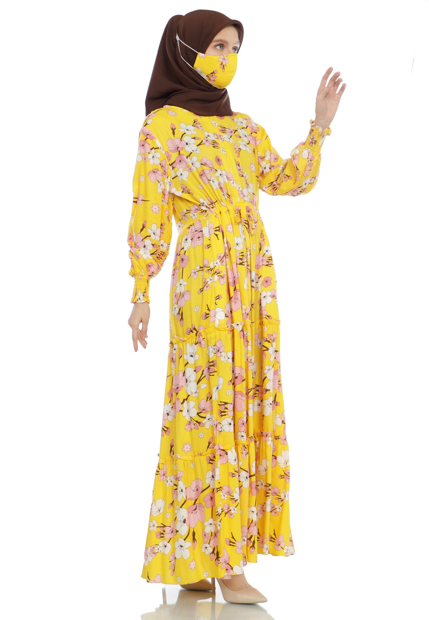 Gamis Homedress Cora - Lemon (Free Masker)