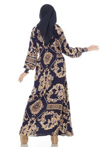 Gamis Homedress Sophia - Navy Blue (Free Masker)