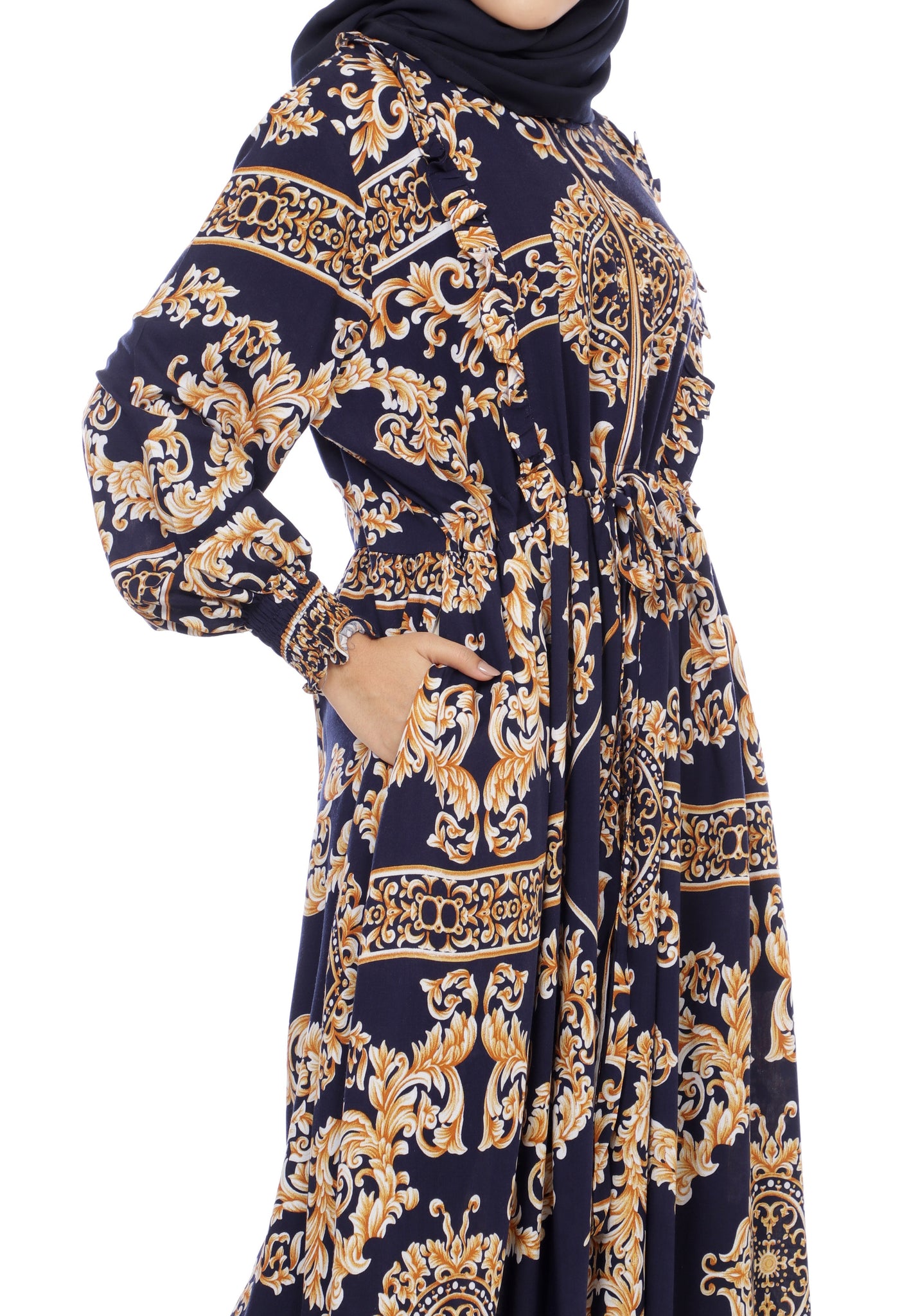 Gamis Homedress Sophia - Navy Blue (Free Masker)