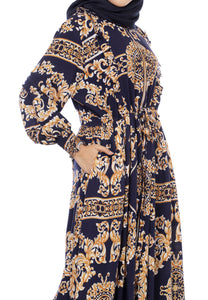 Gamis Homedress Sophia - Navy Blue (Free Masker)