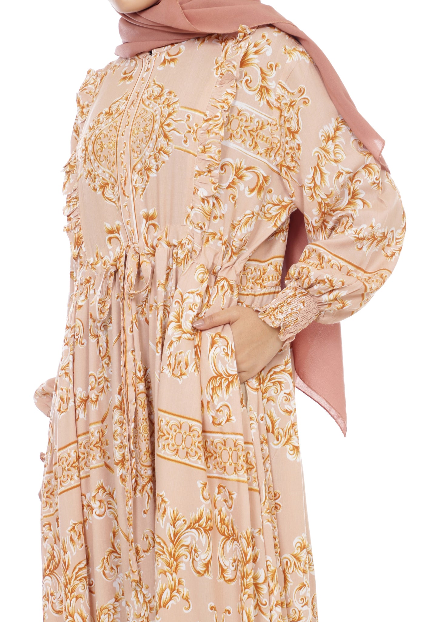 Gamis Homedress Sophia - Cream (Free Masker)