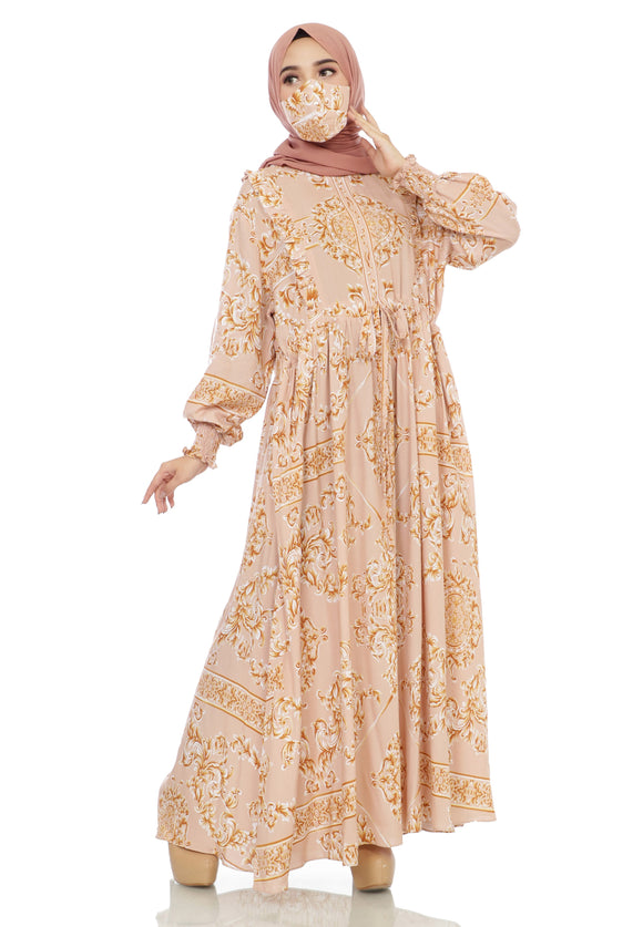 Gamis Homedress Sophia - Cream (Free Masker)