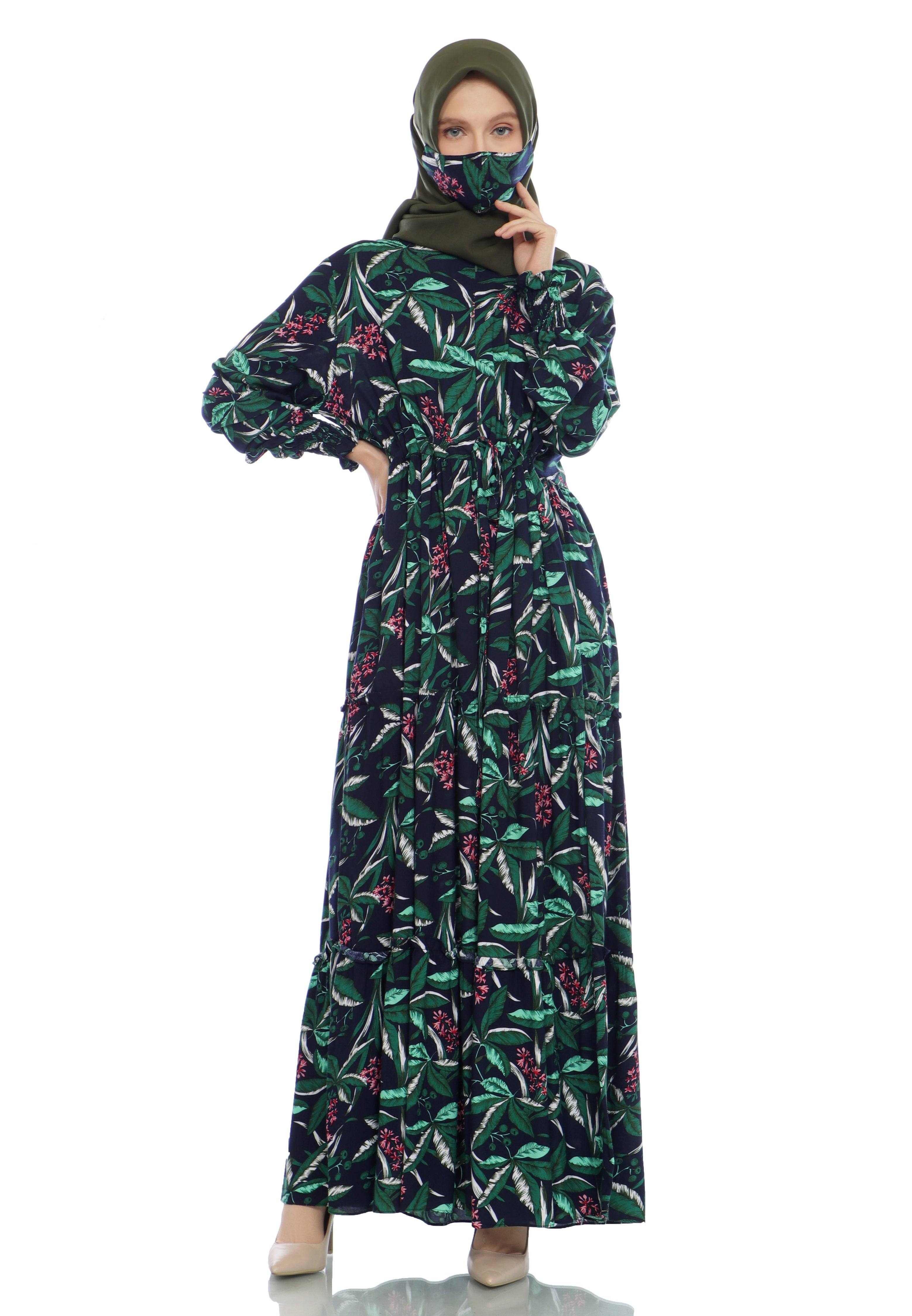 Gamis Homedress Eliana - Navy Blue (Free Masker)
