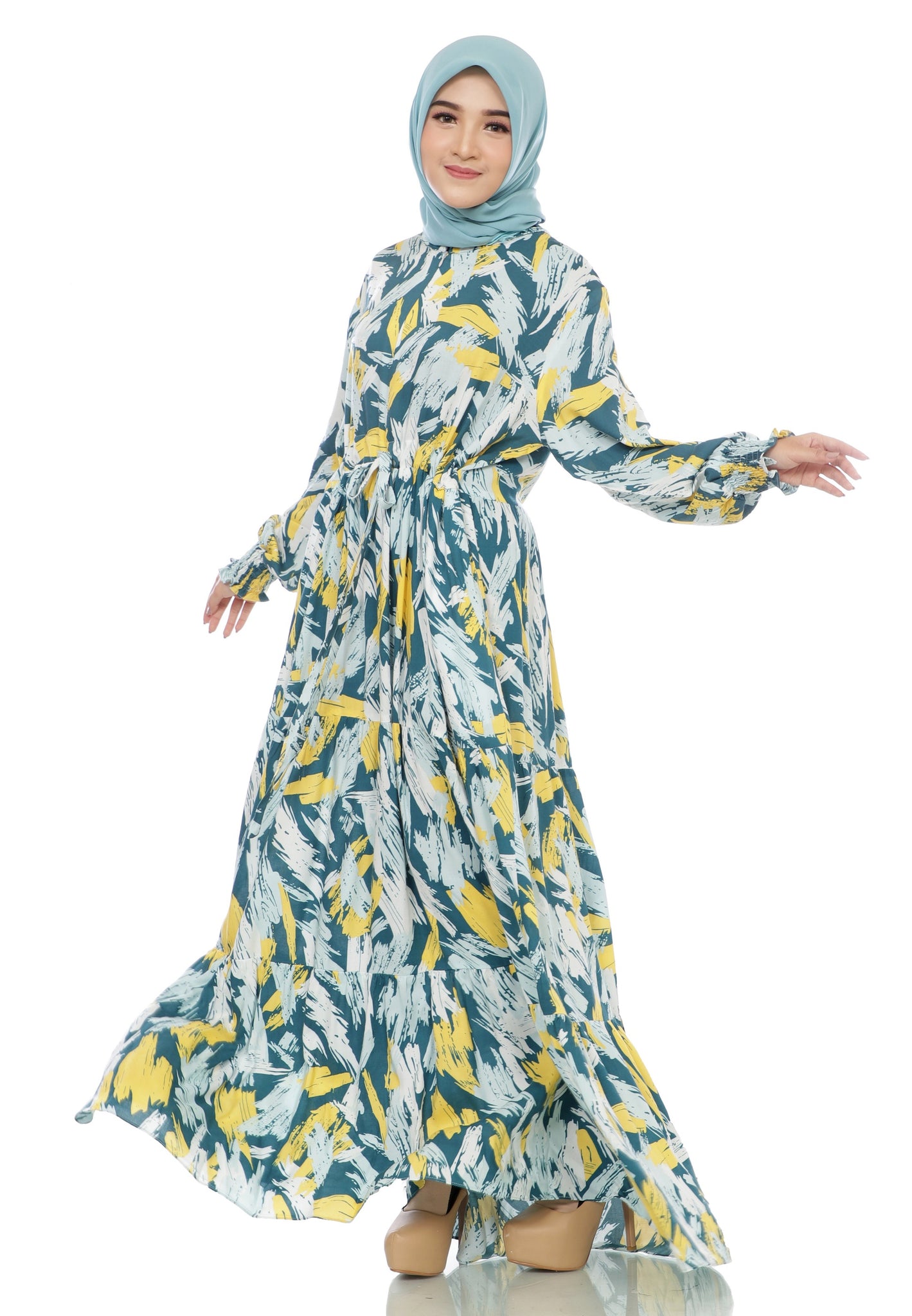 Gamis Homedress Penelope - Tosca Green (Free Masker)