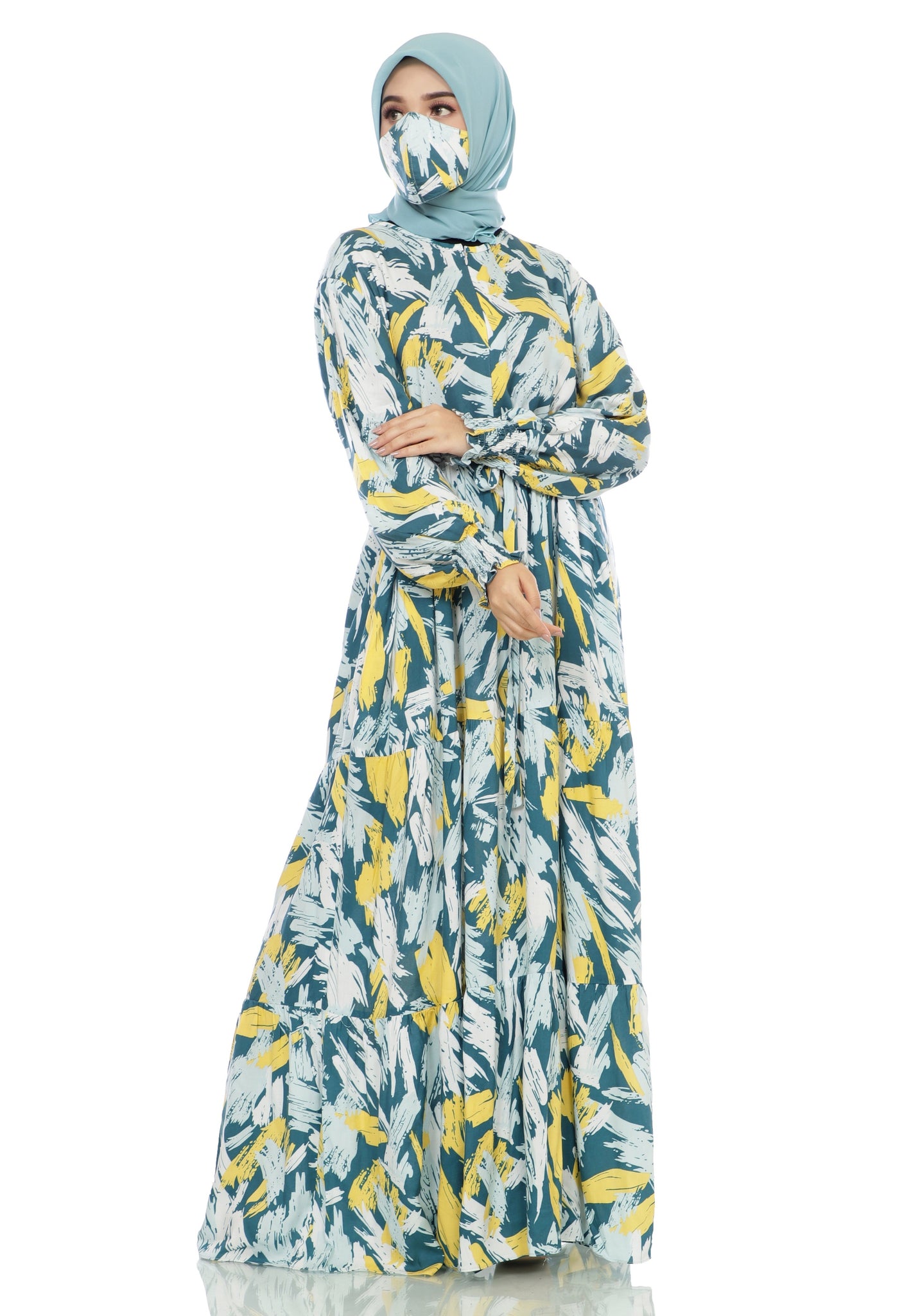 Gamis Homedress Penelope - Tosca Green (Free Masker)