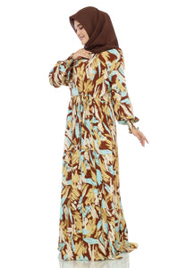 Gamis Homedress Penelope - Brown (Free Masker)