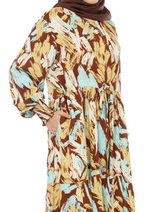 Gamis Homedress Penelope - Brown (Free Masker)