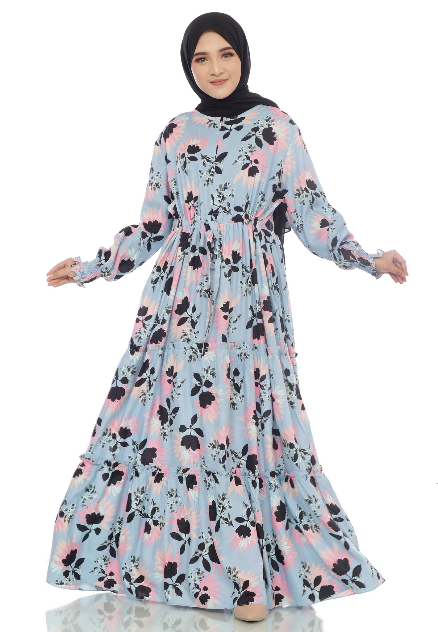 Gamis Homedress Azita - Blue (Free Masker)