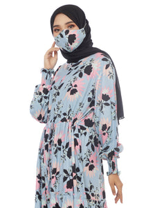 Gamis Homedress Azita - Blue (Free Masker)