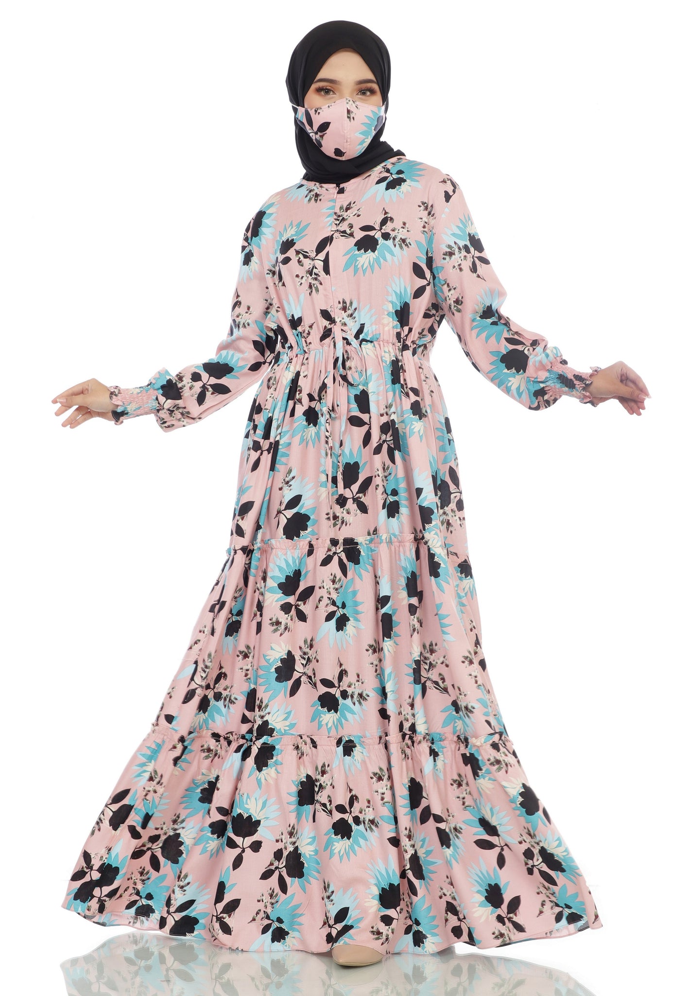 Gamis Homedress Azita - Peach (Free Masker)