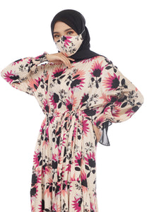 Gamis Homedress Azita - Cream (Free Masker)