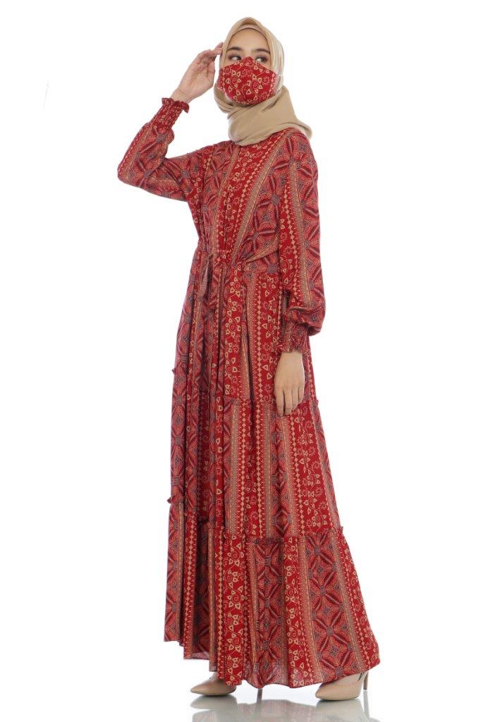 Gamis Homedress Callie - Red (Free Masker)
