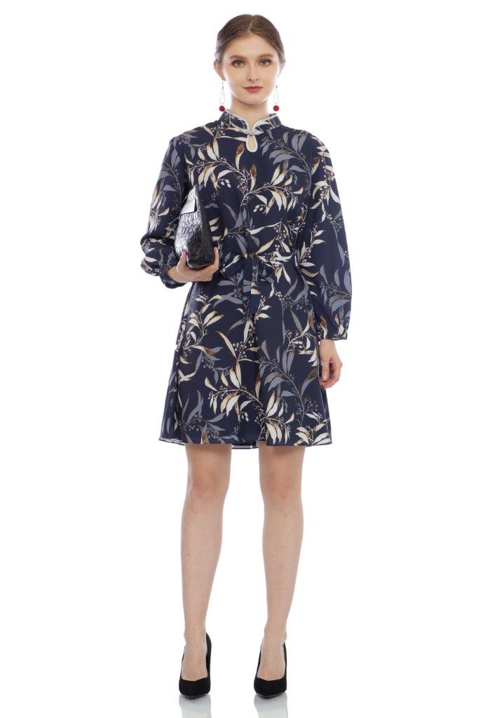 Lumiere Dailywear - Aster Dress Navy Blue (Free Masker) (Free Box Cantik)