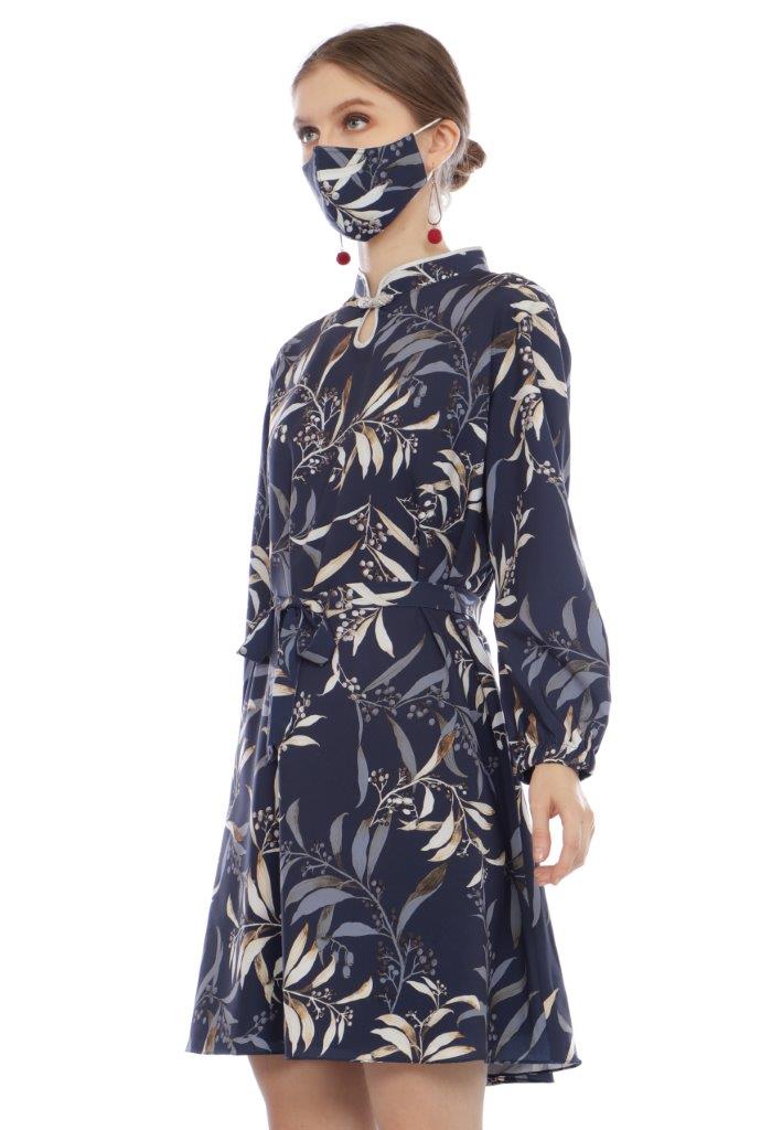 Lumiere Dailywear - Aster Dress Navy Blue (Free Masker) (Free Box Cantik)