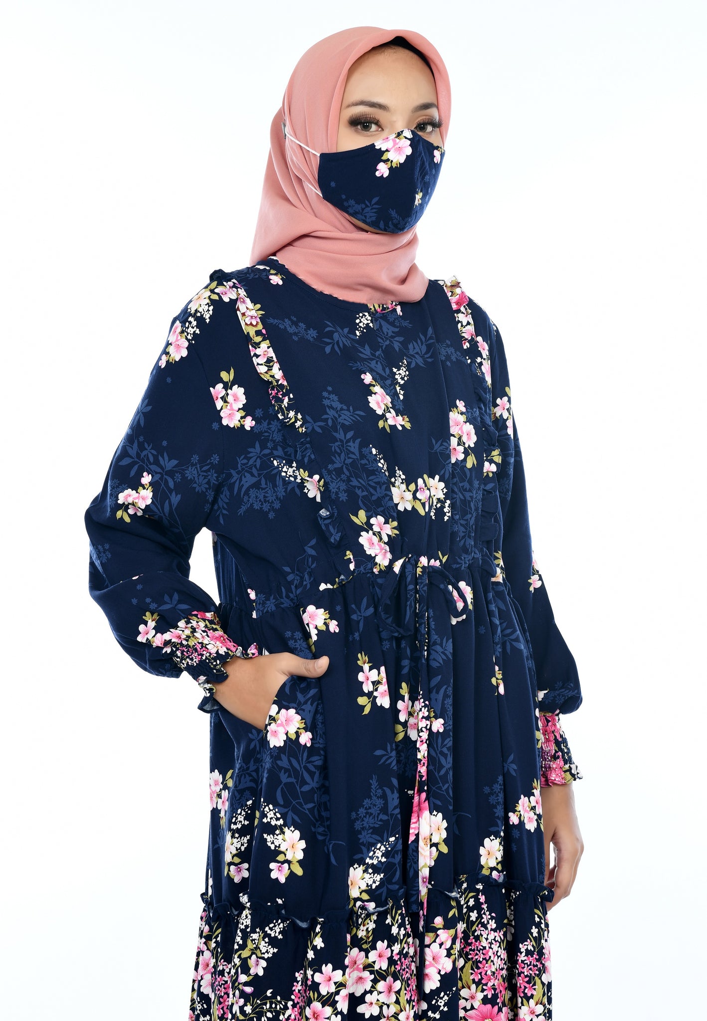 EPC Gamis Homedress Maya - Navy Blue ( FREE Masker )